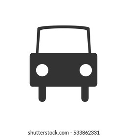 Car icon flat. Illustration isolated on white background. Vector grey sign symbol
