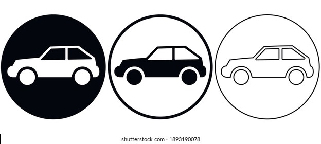 icono del coche. estilo plano y de línea. establecer