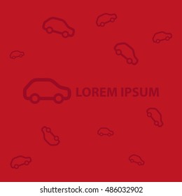 Car icon flat on a red background. Logo for auto company