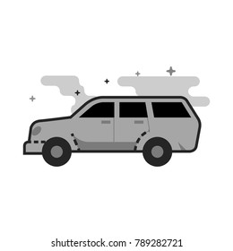 Car icon in flat outlined grayscale style. Vector illustration.