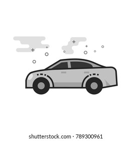 Car icon in flat outlined grayscale style. Vector illustration.