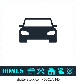 Car icon flat. Simple vector symbol and bonus icon