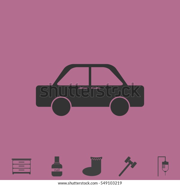 Car icon flat. Simple vector grey pictogram and\
bonus symbol