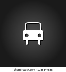 Car icon flat. Simple White pictogram on black background with shadow. Vector illustration symbol