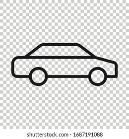 Car icon in flat style. Automobile vehicle vector illustration on white isolated background. Sedan business concept.