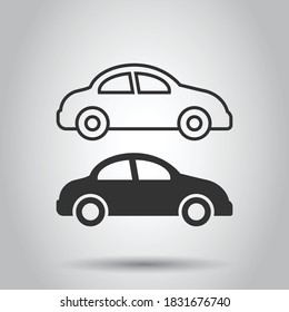 Car icon in flat style. Automobile vehicle vector illustration on white isolated background. Sedan business concept.