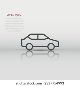 Car icon in flat style. Automobile vehicle vector illustration on white isolated background. Sedan business concept.
