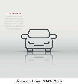 Car icon in flat style. Automobile vehicle vector illustration on white isolated background. Sedan business concept.