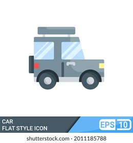 car icon flat style illustration isolated on white background. EPS 10