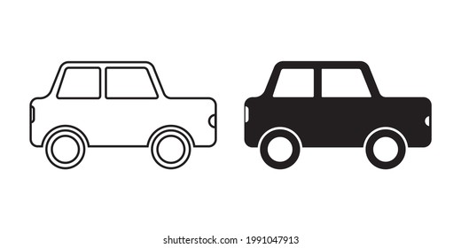 icono de coche en estilo plano, ilustración vectorial