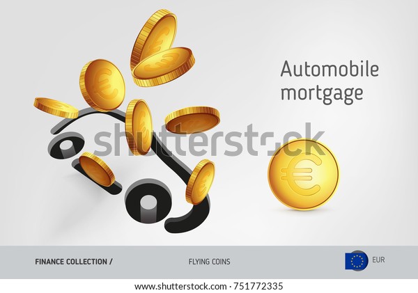 Car icon with flying Euro coins coins,\
finance concept. Vector illustration for print, websites, web\
design, mobile app,\
infographics.