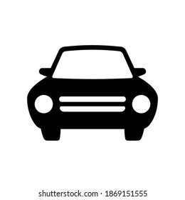 Car icon. Front view. Black silhouette. Vector flat graphic illustration. The isolated object on a white background. Isolate.