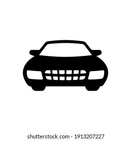Autosymbol. Vorderseite. Schwarze Silhouette. Vektorgrafik-Flachbild-Illustration. Das einzelne Objekt auf weißem Hintergrund. Isolieren.