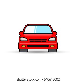 Car icon front view color symbol. Vector illustration. Flat design.