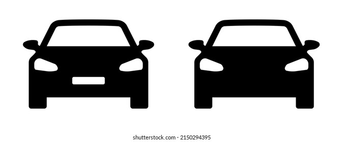 Car icon frontal. Car symbols front view. Sedan car icon. Transport symbol. Vector