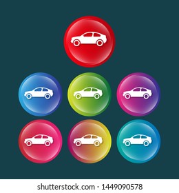 car icon - glossy labels or tags. circle sticker with gradient color.trendy color. modern design.set 