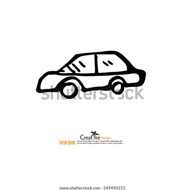 Car icon.car\
hand drawn. Vector\
illustration.