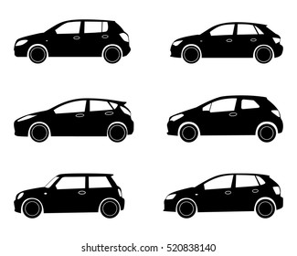 car icon. hatchback. set