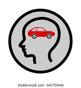 Car icon in the human head