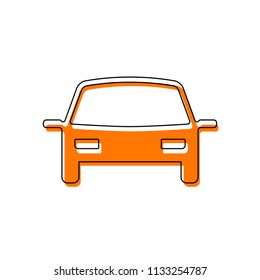 car icon. Isolated icon consisting of black thin contour and orange moved filling on different layers. White background