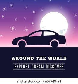 Car icon isolated on background. Vector illustration for transport design. Simple symbol car sign. Transportation flat automobile silhouette. Speed auto traffic element. 
