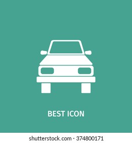 Car Icon Isolated on blue Background. Logo design element. Vector Silhouette.