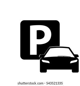 Car icon isolated, parking sign, car parking, valet. Flat design, vector image vector