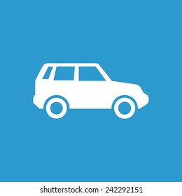 car icon, isolated, white on the blue background. Exclusive Symbols 