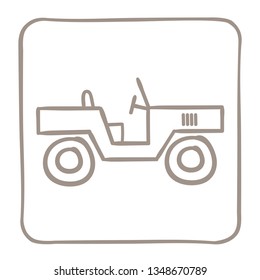 
Car Icon in a light brown frame. Vector graphics.