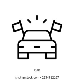car icon. Line Art Style Design Isolated On White Background