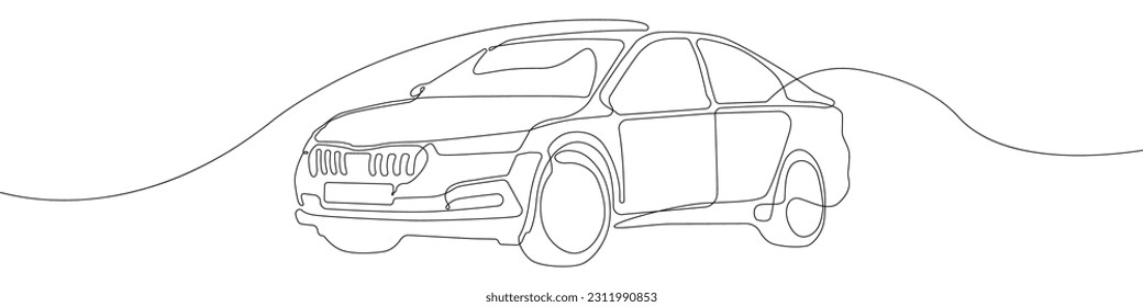 Car icon line continuous drawing vector. One line Car icon vector background. Car rental icon. Continuous outline of a Car logo icon.