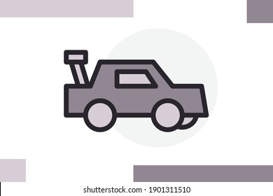 Car icon line filled color concept related vehicle and transportation elements.
