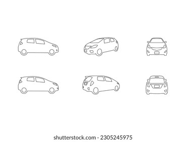 Car icon line set isolated on the background. Ready to apply to your design. Vector illustration.