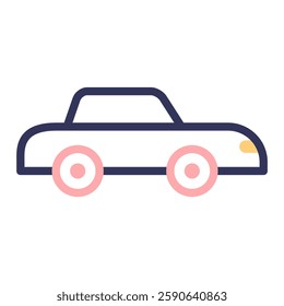 Car icon in line style with editable stroke