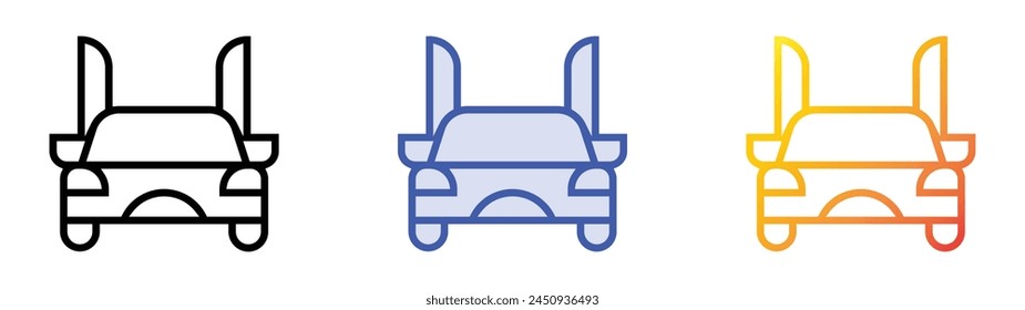car icon. Linear, Blue Fill and Gradient Style Design Isolated On White Background