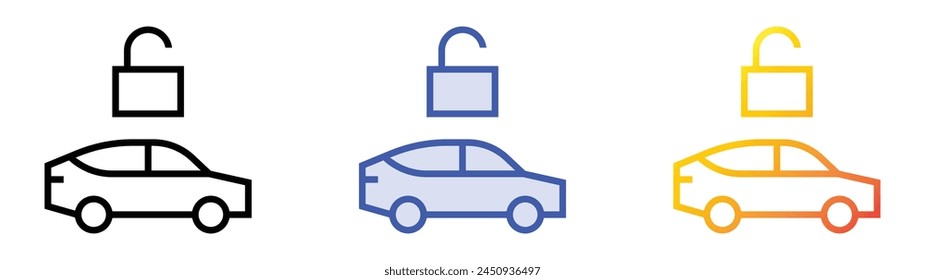 car icon. Linear, Blue Fill and Gradient Style Design Isolated On White Background