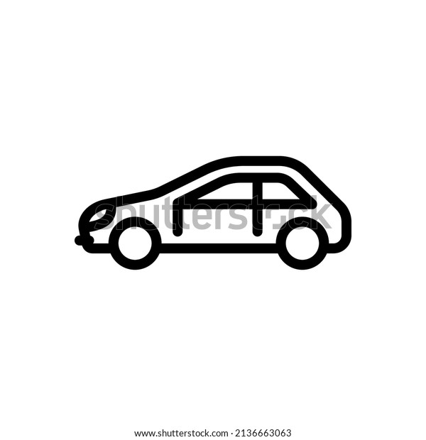 Car Icon. Linear Car Style for user\
Interface, Web-design. Side View.Vector sign in simple style\
isolated on white\
background.
