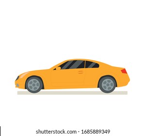 Car icon with long shadow. Flat design style. The car is a simple silhouette. Modern minimalist icon in stylish colors. Vehicle. Comfort and functionality. Website page and mobile app design vector.