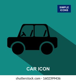 A car icon with a long shadow. Vector illustration