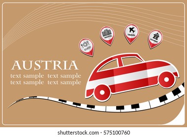 car icon made from the flag of Austria