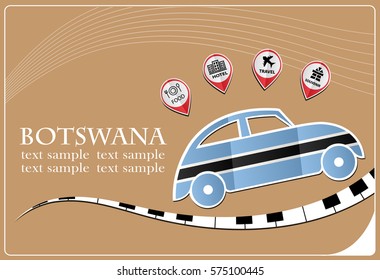 car icon made from the flag of Botswana