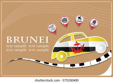 car icon made from the flag of brunei