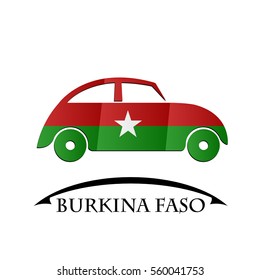 car icon made from the flag of Burkina Faso