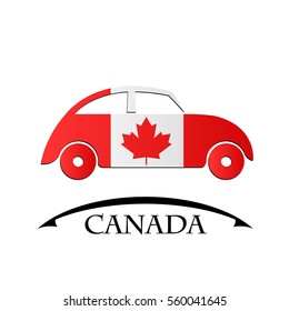 car icon made from the flag of Canada