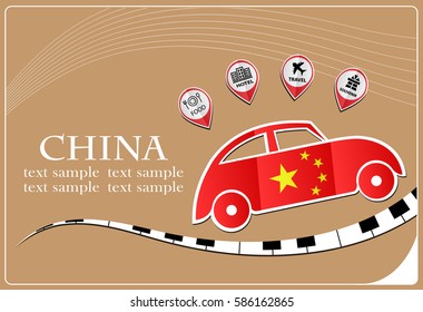 car icon made from the flag of China