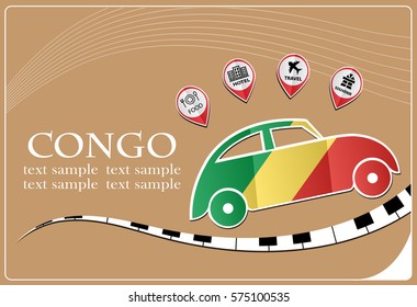 car icon made from the flag of  Congo