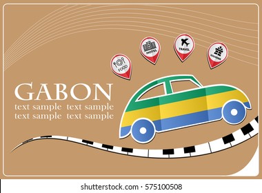 car icon made from the flag of Gabon