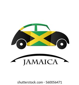 car icon made from the flag of Jamaica