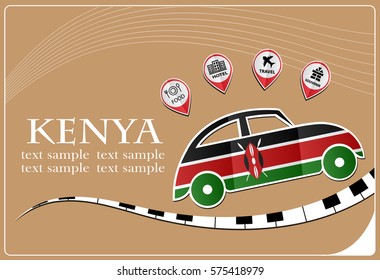 car icon made from the flag of Kenya