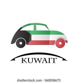 car icon made from the flag of Kuwait